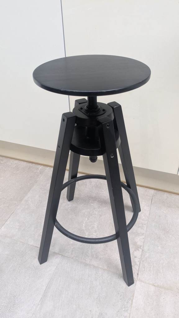 Adjustable Black Wooden Stool – Good Condition