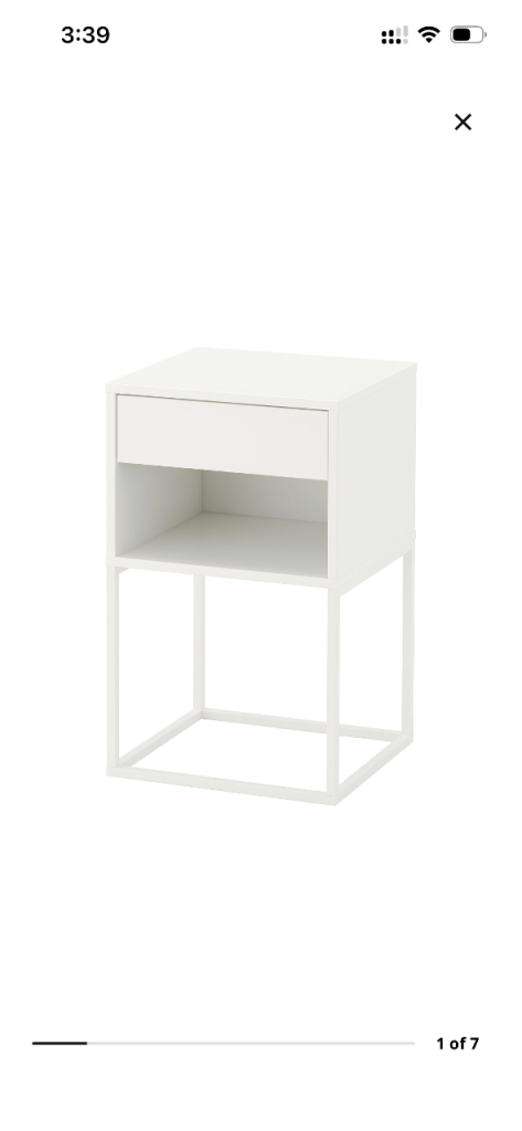 2 IKEA White Bedside Table with Drawer