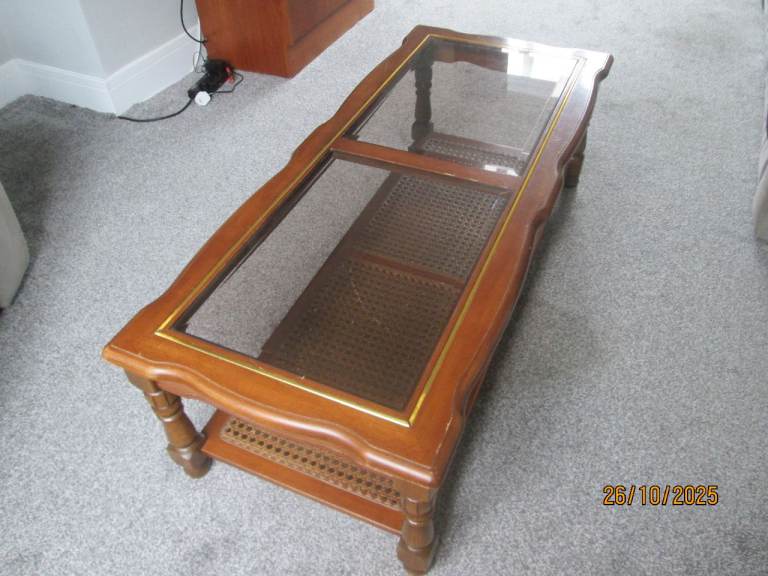 image for coffee table wood and glass