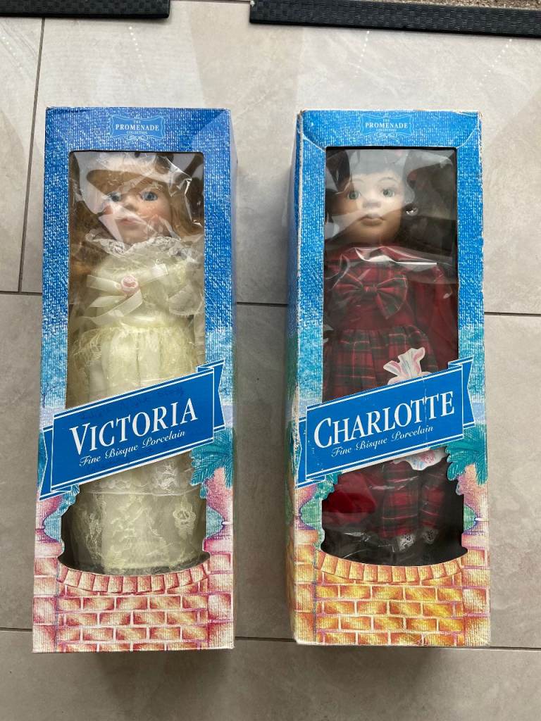 2 No. bisque porcelain Dolls, 'CHARLOTTE' and 'VICTORIA' The Promenade Collection