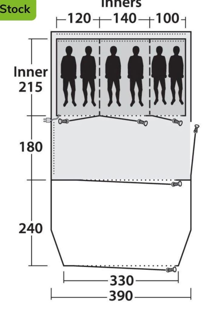 Outwell 5 man inflatable tent with extras. 