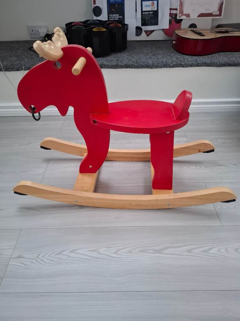 Wooden Red Moose Rocking Horse – Good Condition