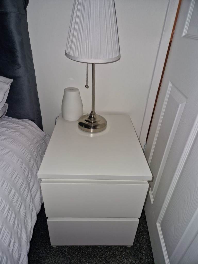 Bedside table and lamps