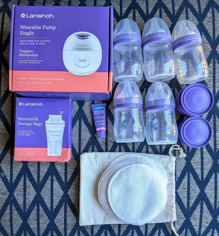 Lansinoh electric wearable pump, bottles & accessories