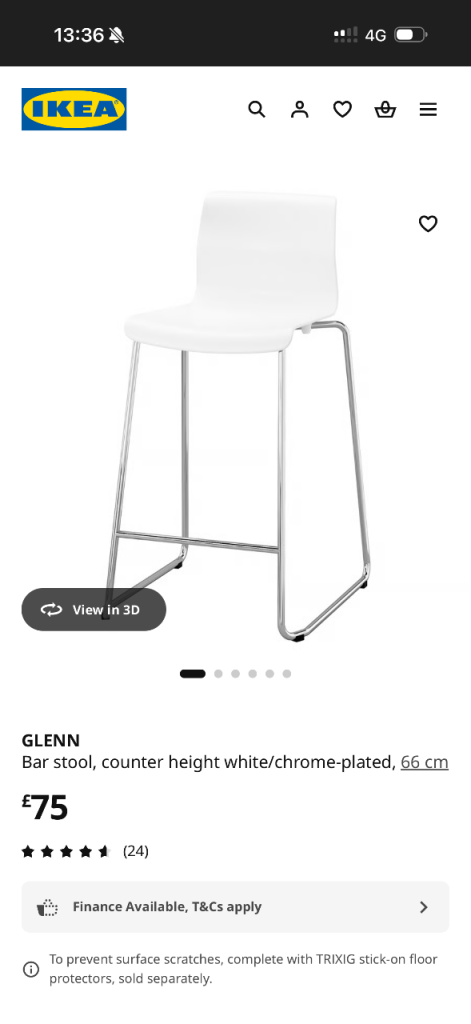 Ikea GLENN Bar stool white with Glass bistro table