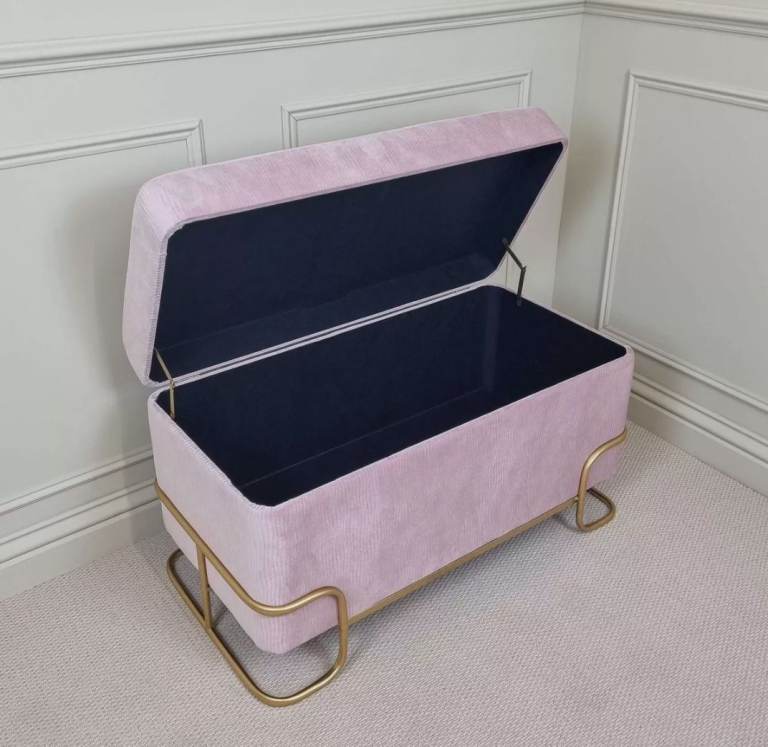Brand new levish pink brass stand ottoman, trunk, storage box, footstool.. can deliver 