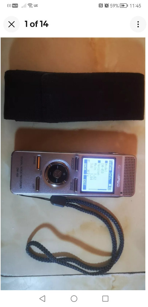 OLYMPUS DM-450 DIGITAL VOICE RECORDER SILVER PROTABLE