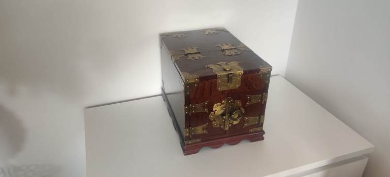 Mahogany and Brass Treasure Chest