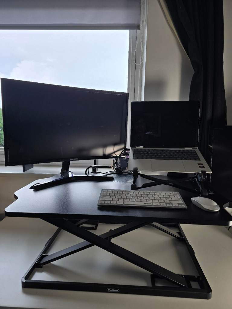 Black standing desk converter 