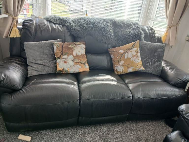 Free 2 black leather sofas