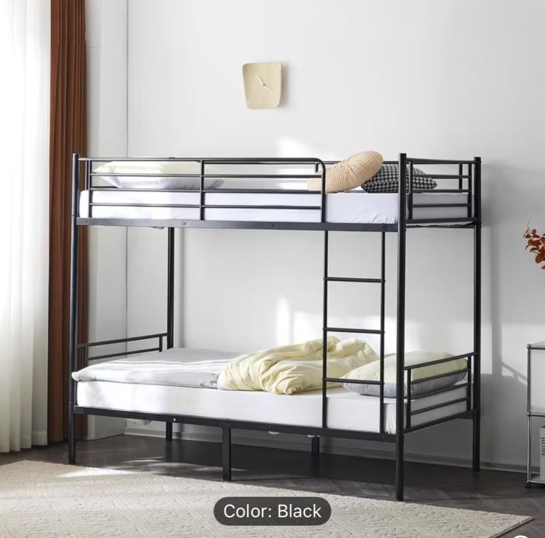 Kids metal black bunk bed