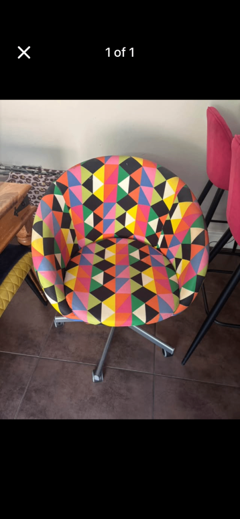 Funky Multicoloured Swivel Chair – Good Condition