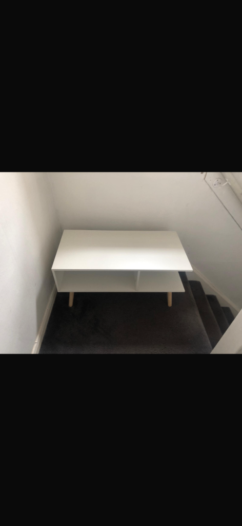 White Coffee Table with Storage 