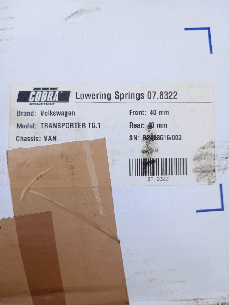 image for Vw transporter T5 t6 t6.1 full set of new 40 mm lowering springs 
