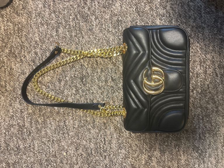 Gucci Marmont Mini Bag Black Leather Gold Chain – Good Condition