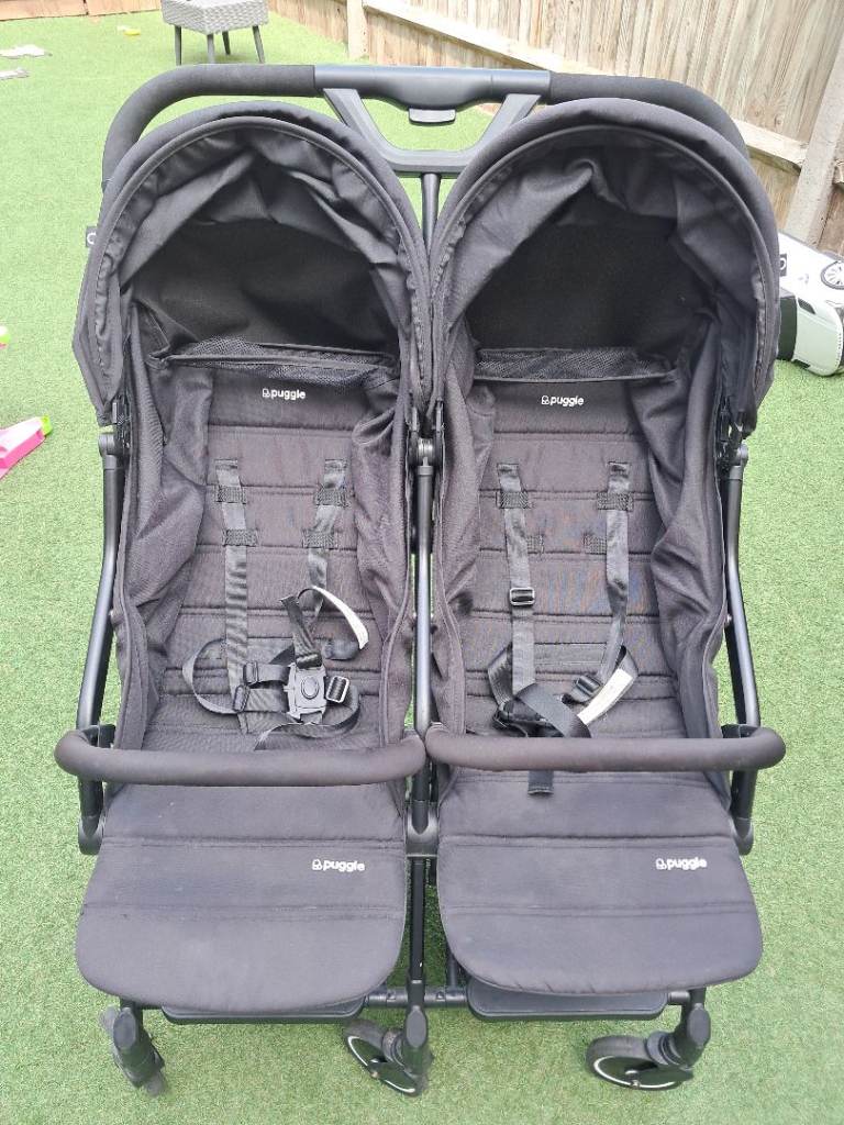 Puggle Double Pushchair - Excellent Condition, Black