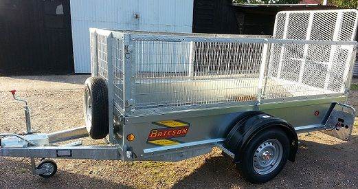 BATESON 8' x 4' Single Axle General Purpose Braked Trailer with Mesh Sides & Ramp Door - 0842