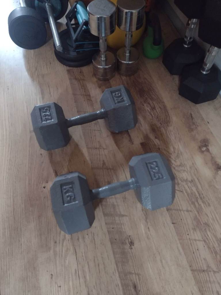 22.5 kg cast iron dumbbells X2 