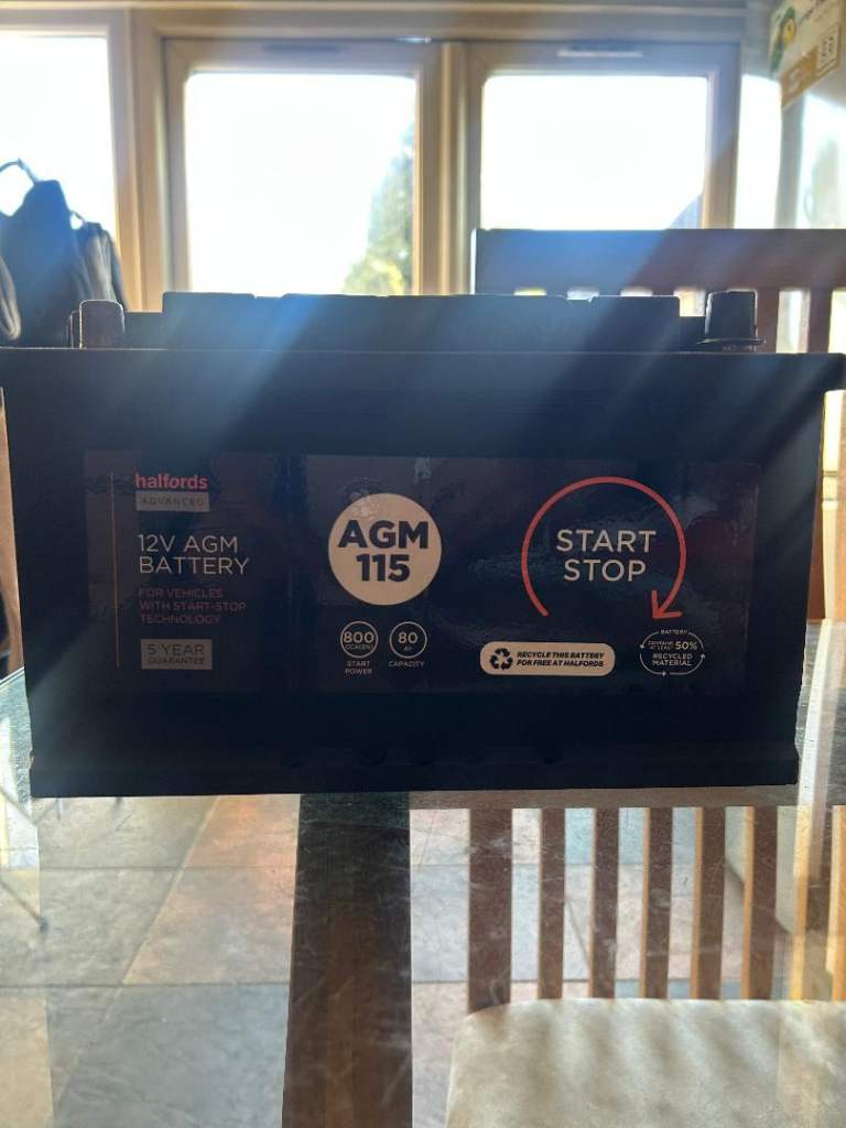 New Halfords AGM115 Start/Stop 12V Car Battery
