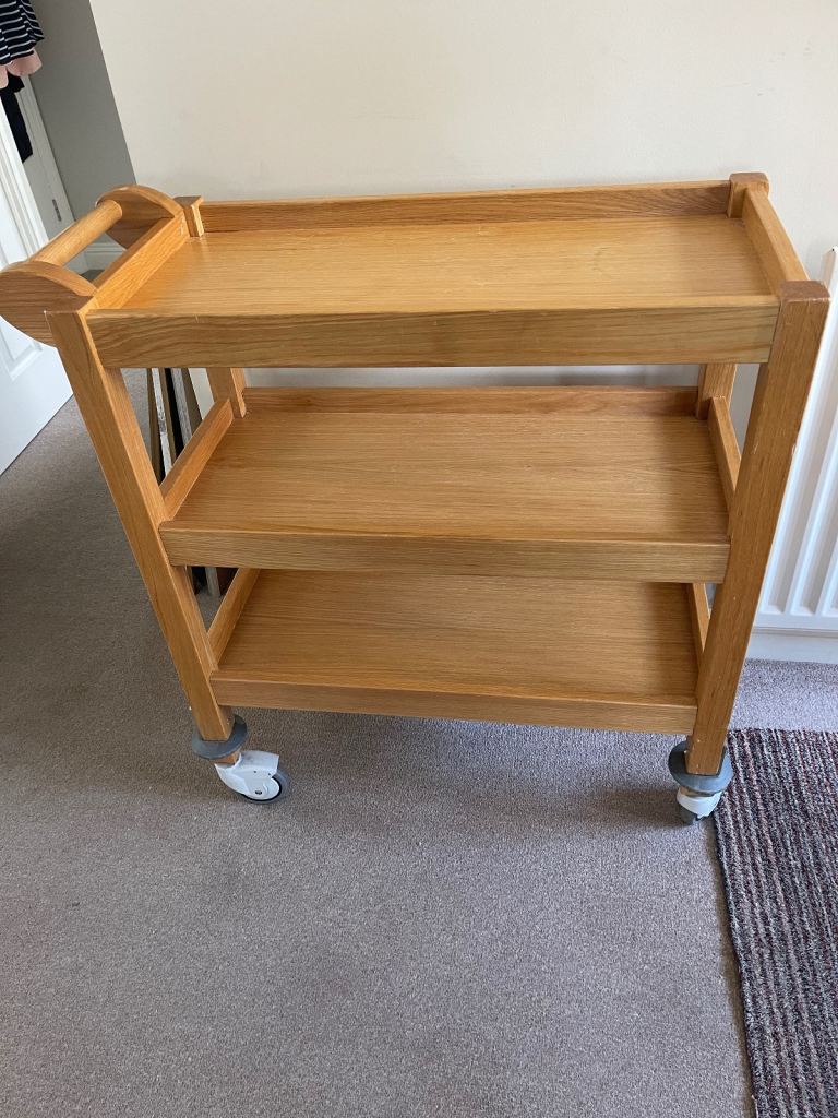 Large wooden  sturdy trolley on wheels 