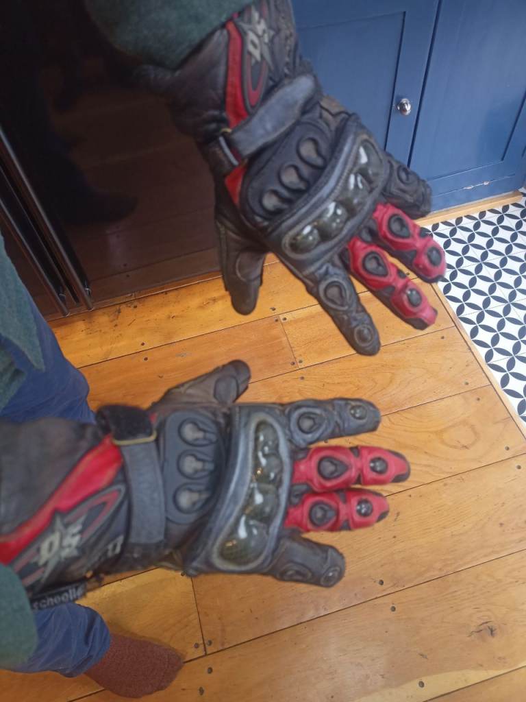 Motorcycle gloves leather medium mens 