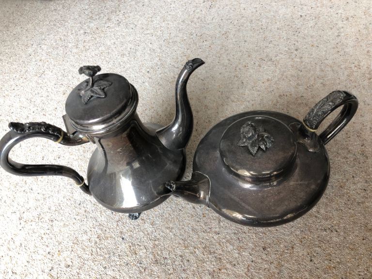 Matching Silver Plated Teapot & Coffee Pot c 1930s