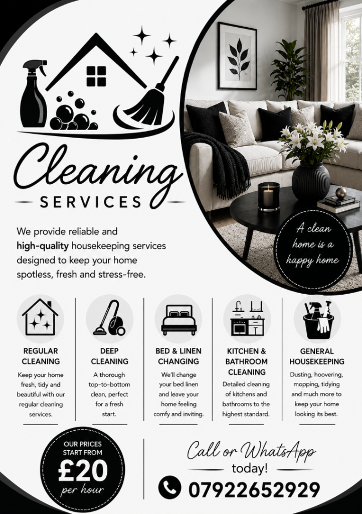 High Cleaning services available call if you require high standard cleaning 