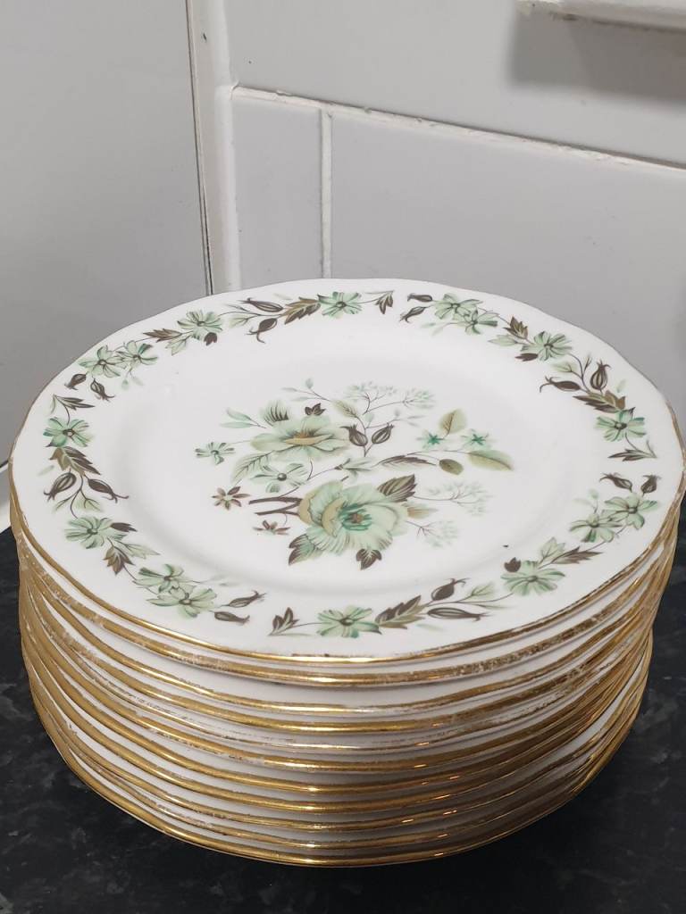 Vintage Floral Dinner Plates with Gold Rim – Good Condition