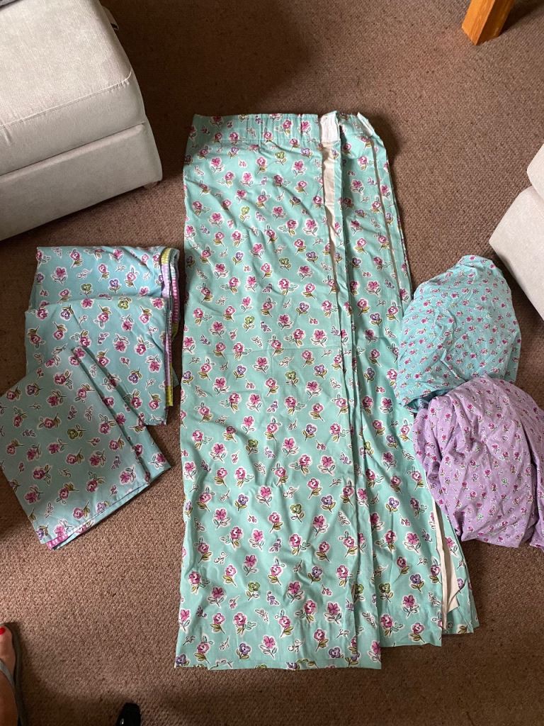 Next girls bedroom set, curtains, 2 x single duvet cover sets 