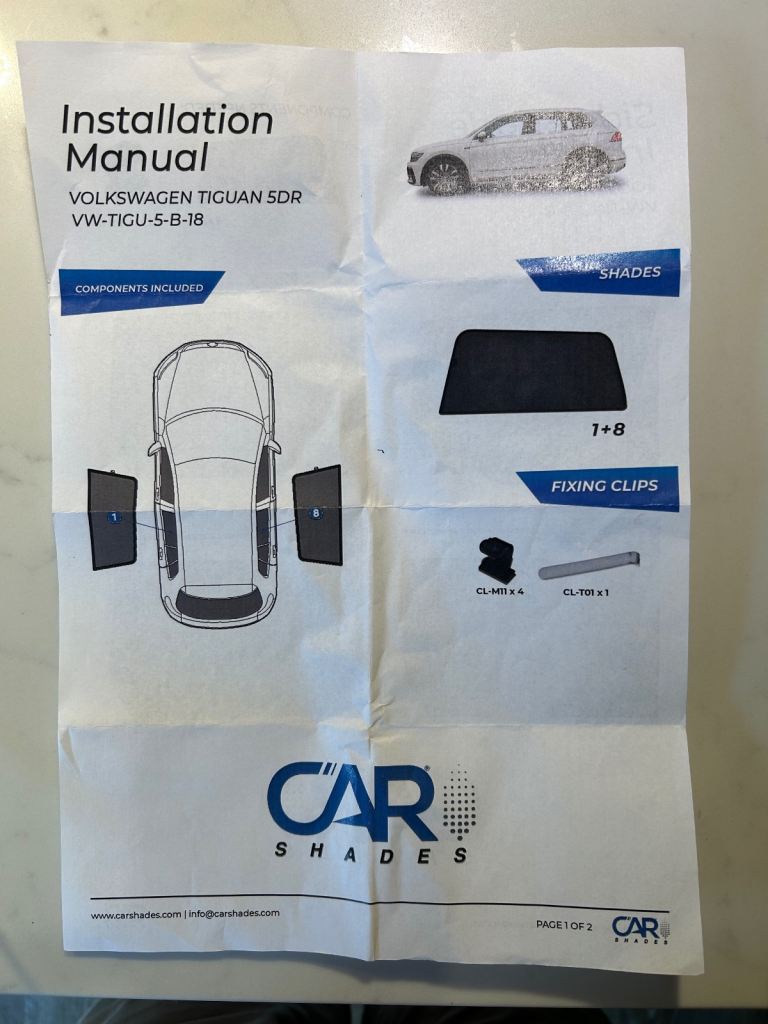 Tiguan Rear Door Window Shades