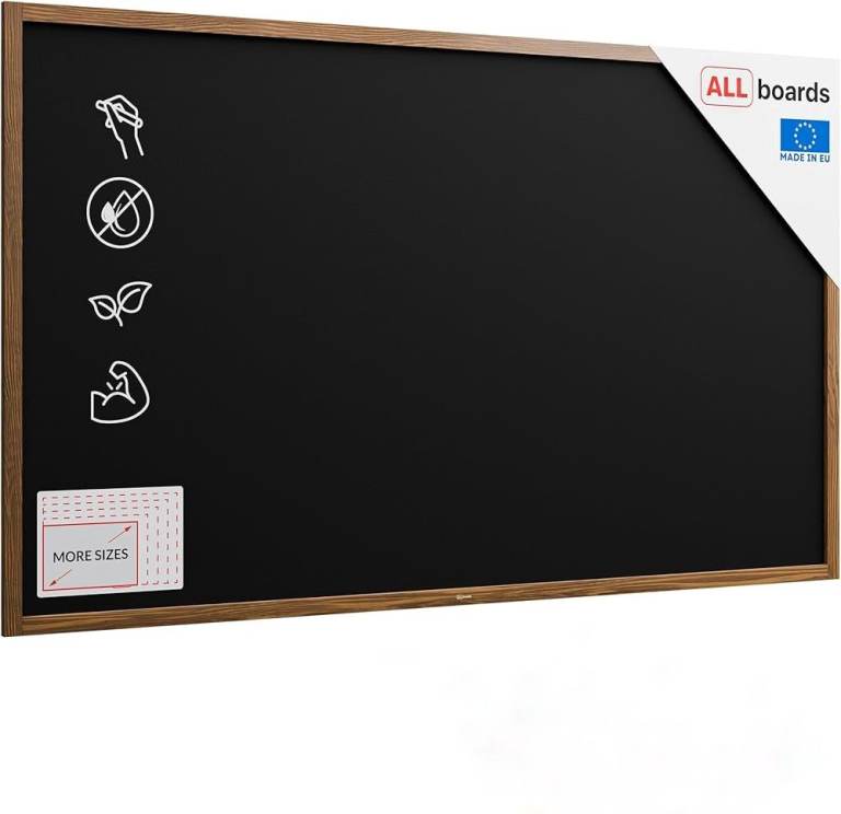 ALLboards Chalkboard with Varnished Wooden Frame 200x120cm, Large Chalk Board, Blackboard