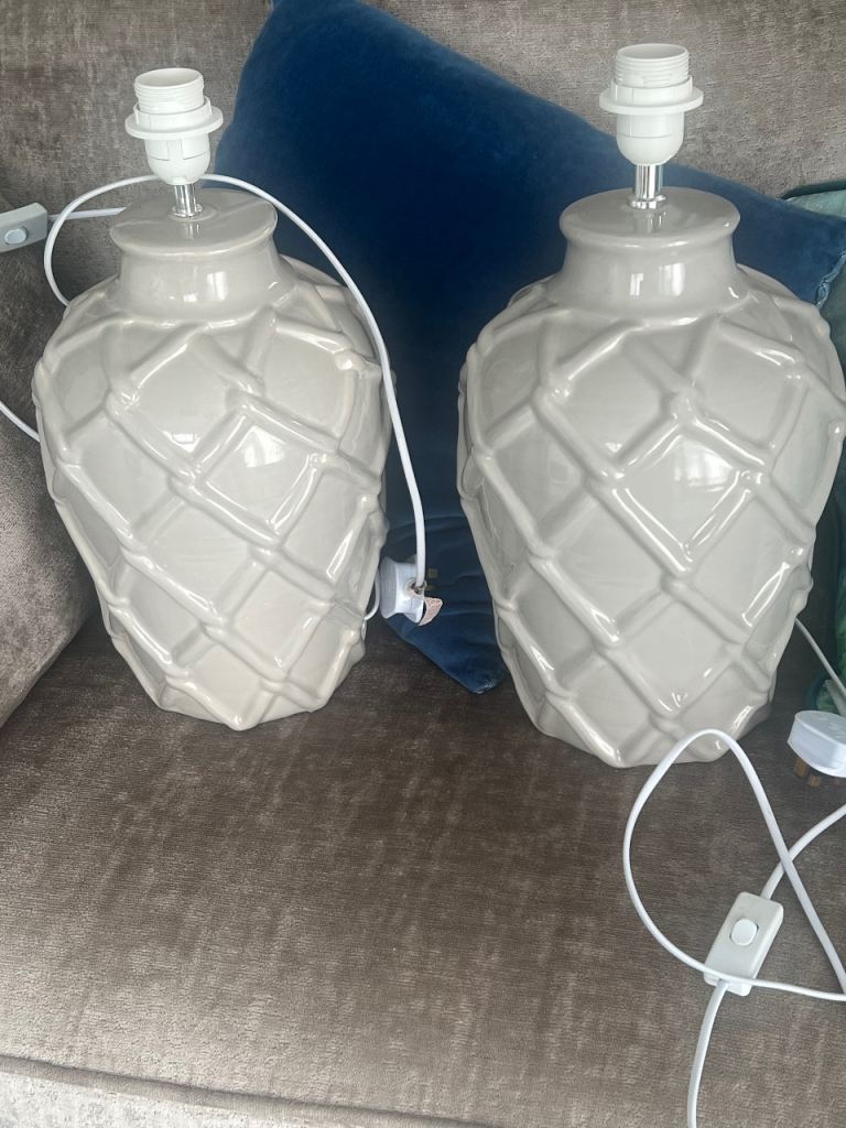 2 Ceramic Table Lamps in medium grey. £35 . Cash. Perfect condition. Pick up West end Aberdeen 