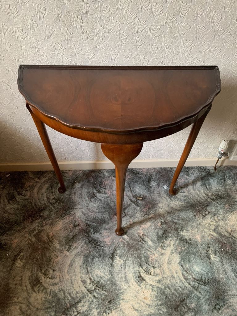 wooden half moon table