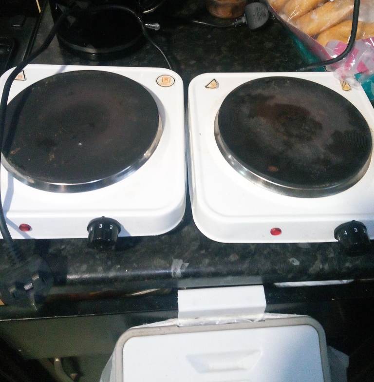 Two small electric hot plates 