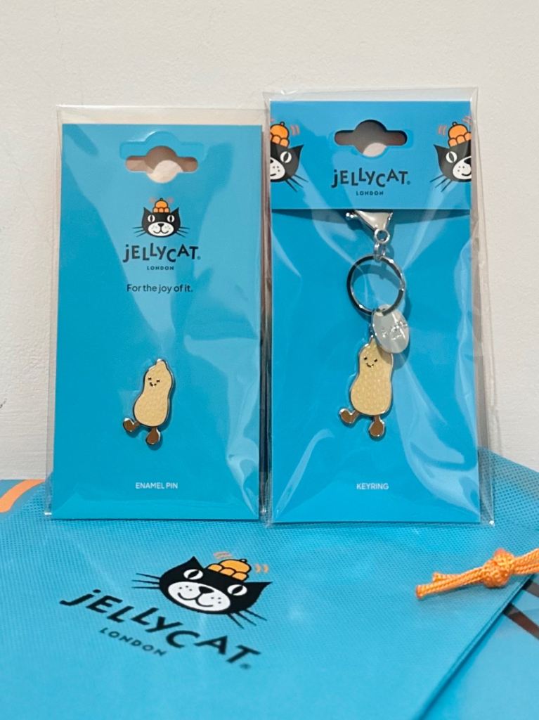 Jellycat Amuseables Peanut Keyring & Enamel Pin Badge Set