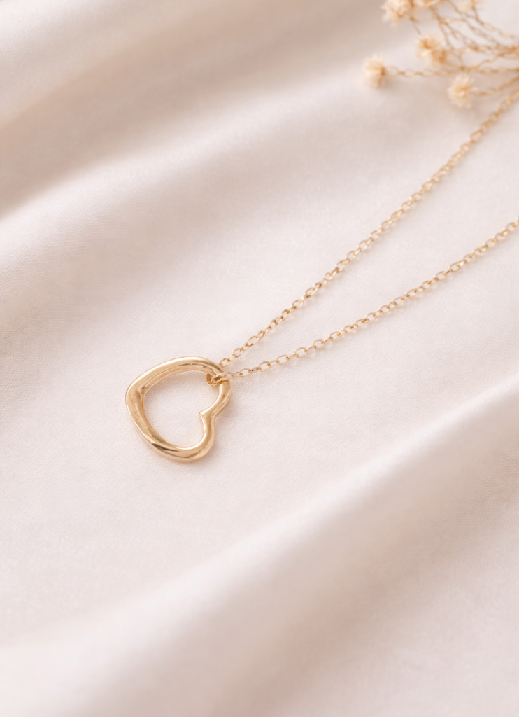 18K Gold Plated Hollow Heart Pendant Necklace Minimalist gift for women elegant