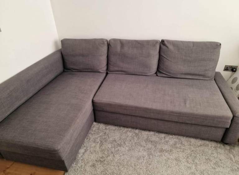 Grey Corner Sofa Bed with Storage – Good Condition