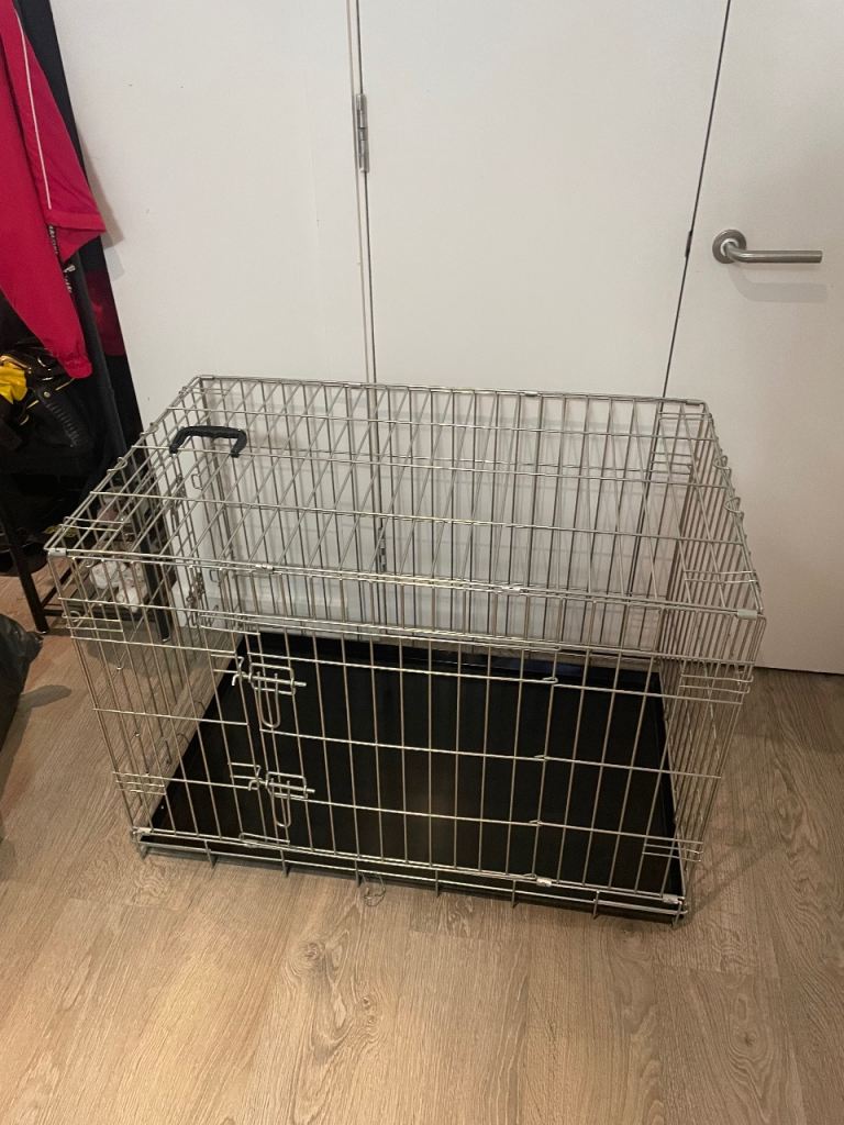LORDS & LABRADORS HEAVY DUTY DELUXE DOG CRATE IN SILVER SIZE LARGE H66xW59xL93CM