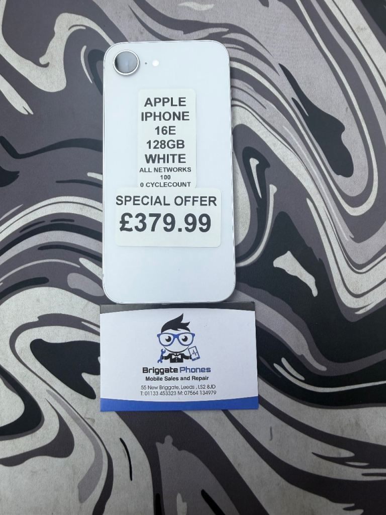 Apple iPhone 16E 128GB White - All Networks, ONE YEAR WARRANTY 