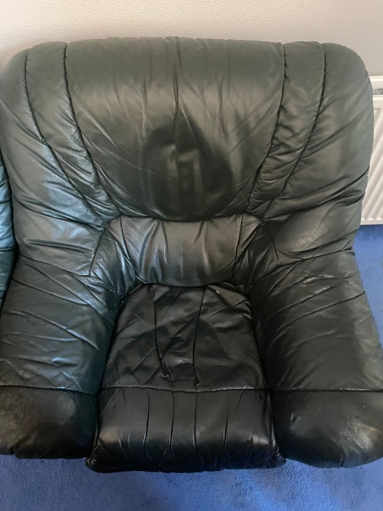 Free 2 Green Leather Armchairs - Collection only