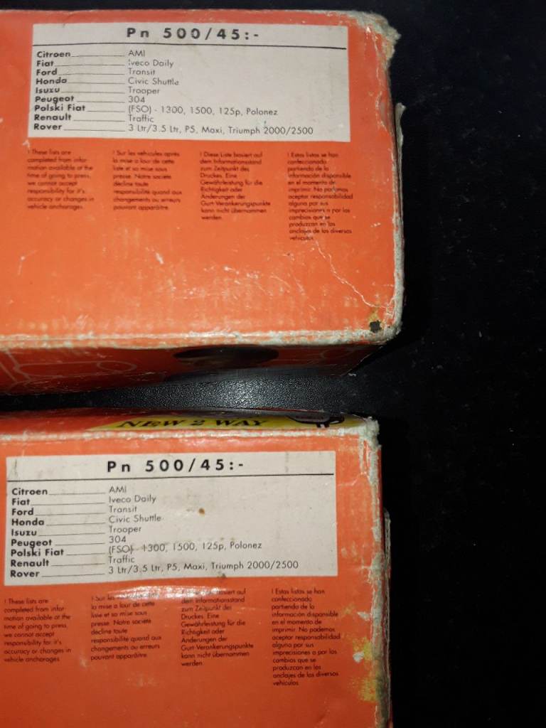 Front seat belts brand new old stock see list on box that they are suitable for