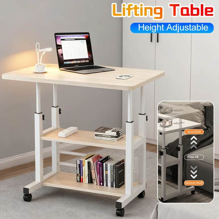 Height Adjustable Computer Desk Multi-Layer Storage Adjustable Bedside Laptop Desk Study Table
