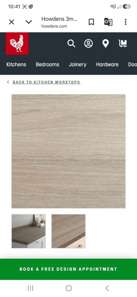 Kitchen Worktop Grey Oak Effect. 2.7m (approx). Unused from recent renovation.