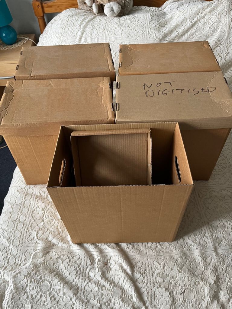 5 cardboard storage boxes for vinyl LPs f.o.c