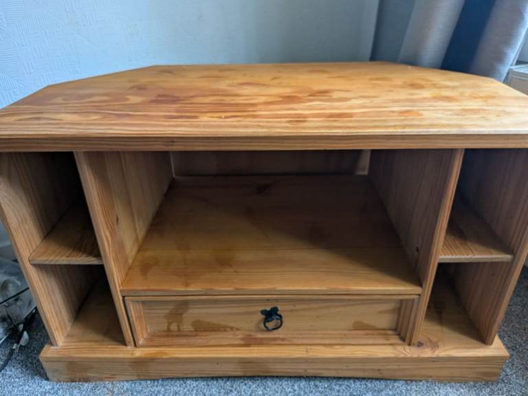 Wooden Corner TV Unit with Storage