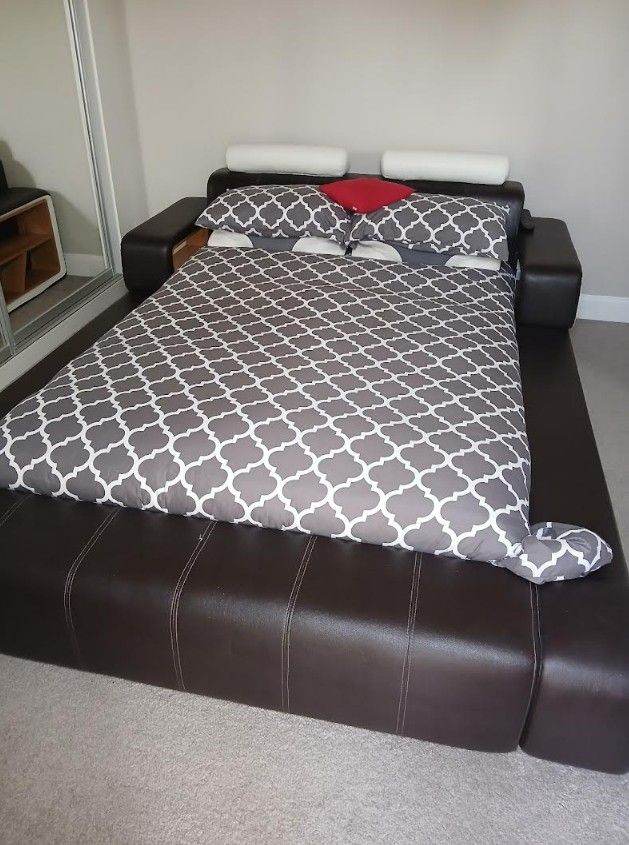 Super King Designer Italian Faux Leather Bed Frame - To be sold & collected by Sunday 26/7