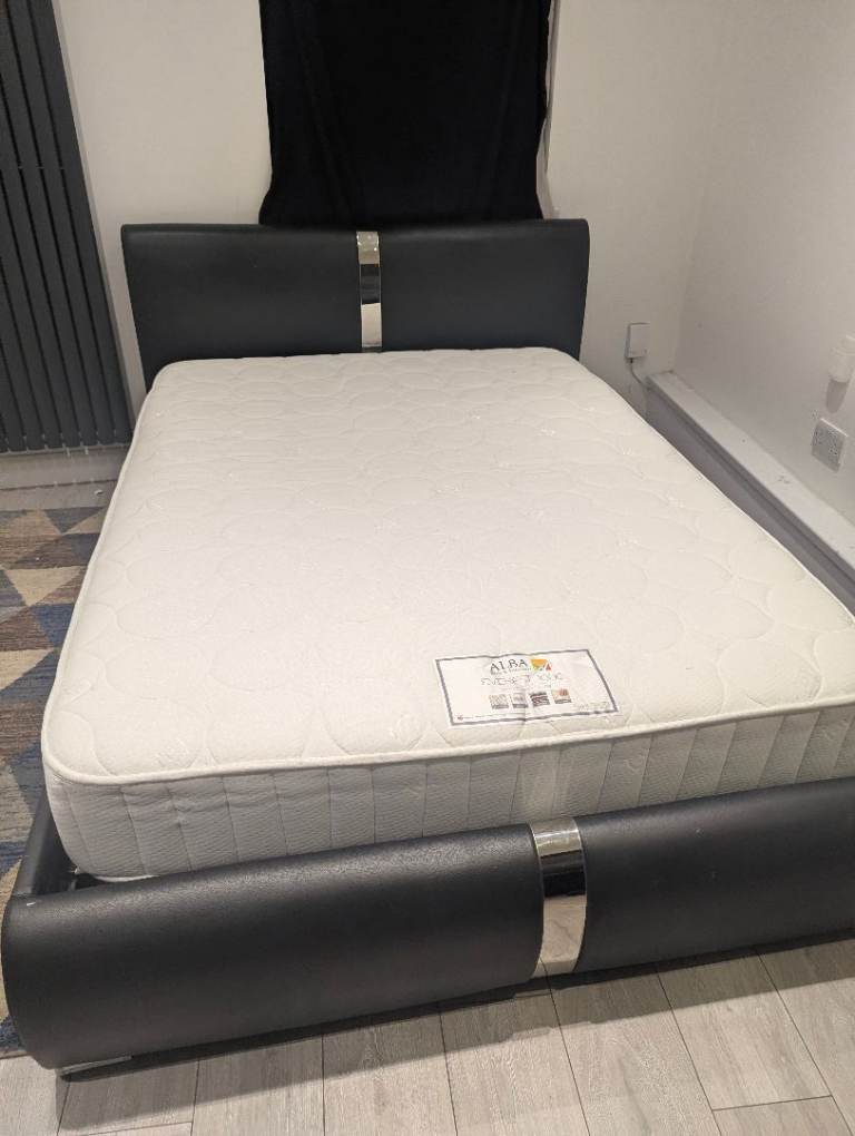  King Size Black Faux Leather Bed Frame- Excellent Condition