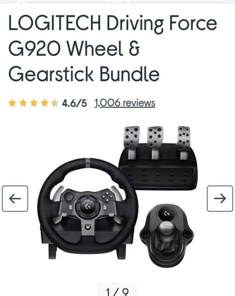 Logitech G920 Driving Force Wheel & Gearstick Bundle – Good Condition