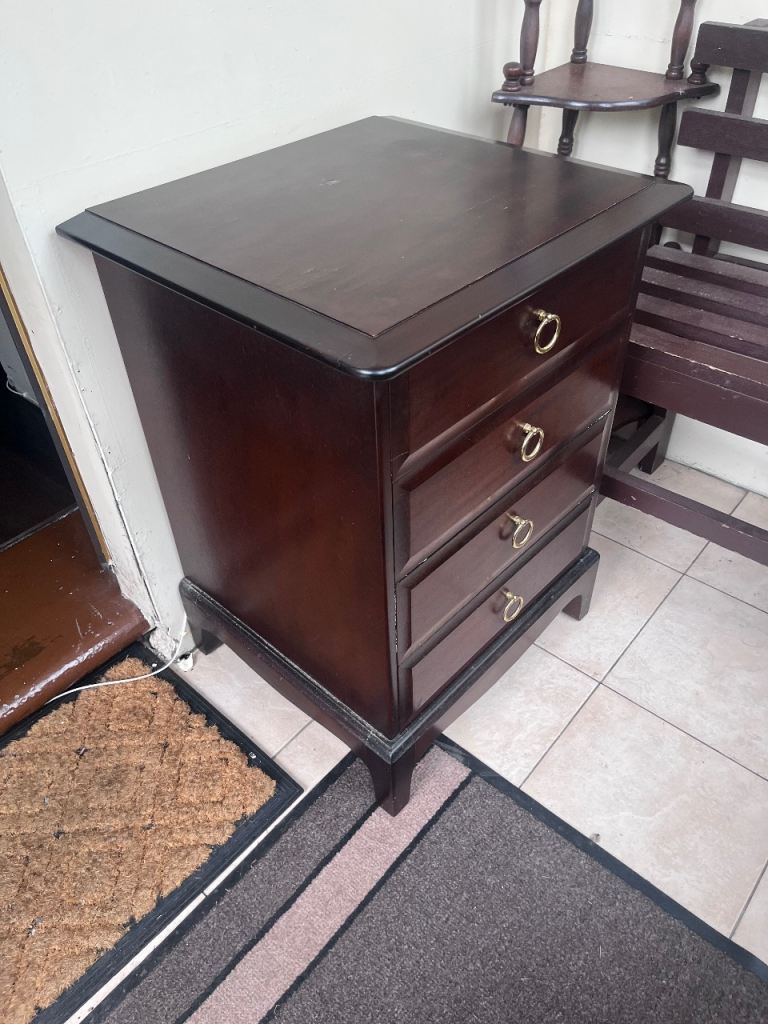 Dark Wood stag minstrel Bedside Tables with 4 Drawers