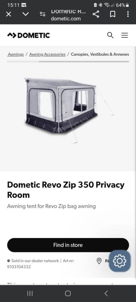 Dometic privacy awning 350 New